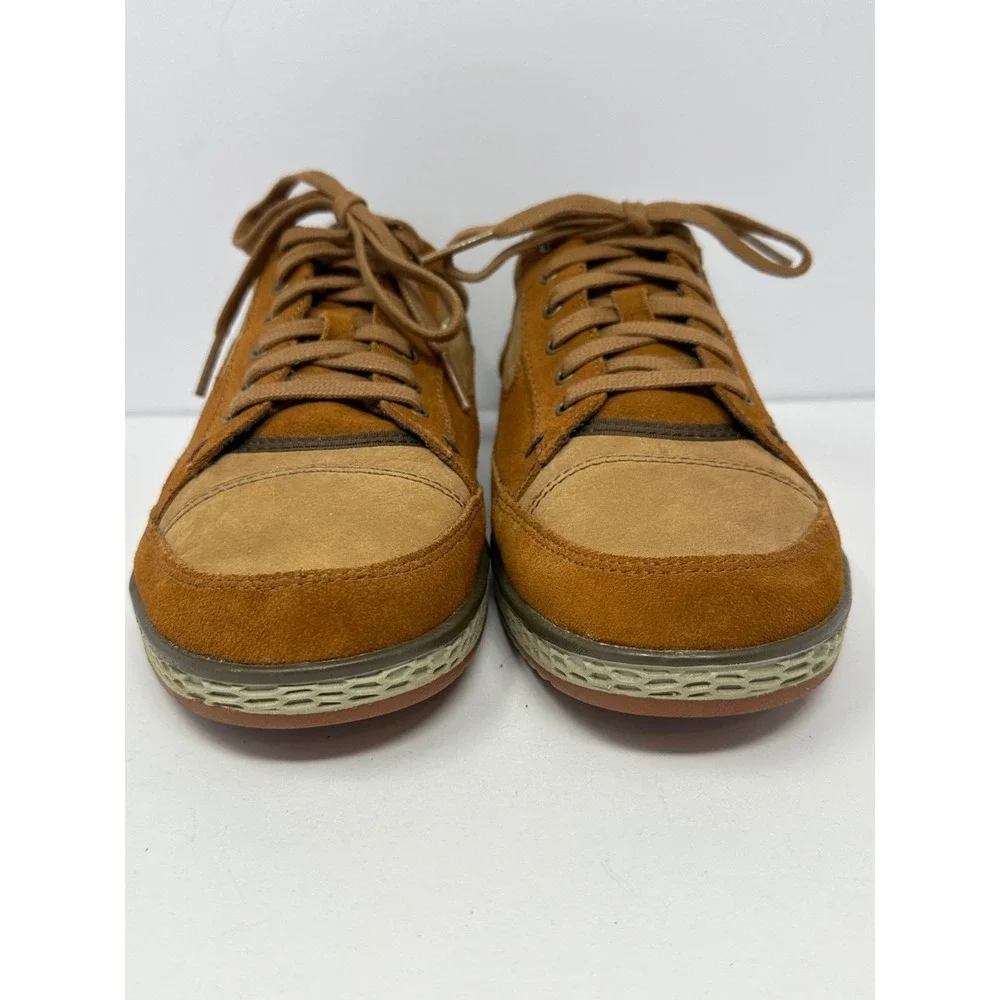 Cushe Mellow Sonny Mens Sz 8 Leather Lace Up Sneakers Shoes Brown Tan P7